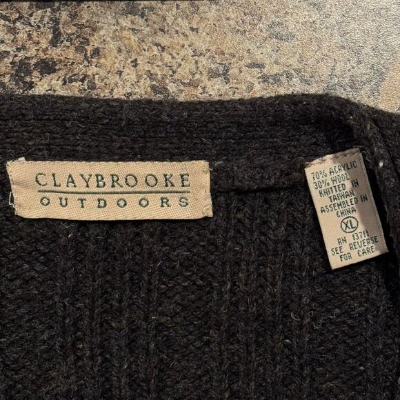 Vintage Claybrooke Cardigan Wool Minimalist Dark Academia Preppy Grandpa Gray XL - Picture 3 of 6
